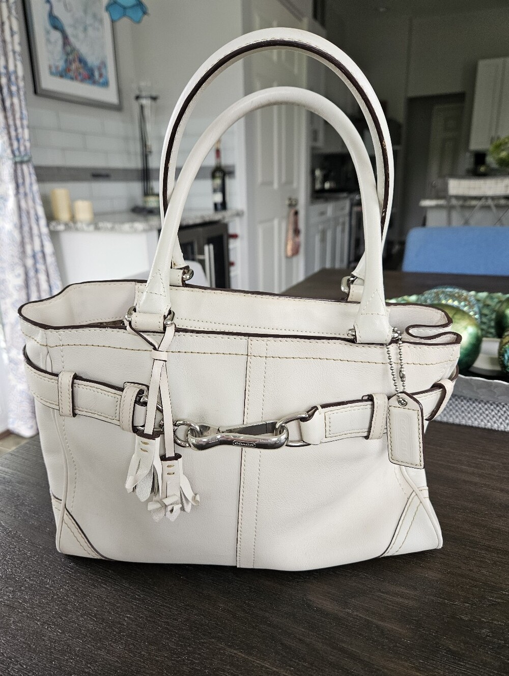 Coach Hampton Stone Colored Leather Satchel